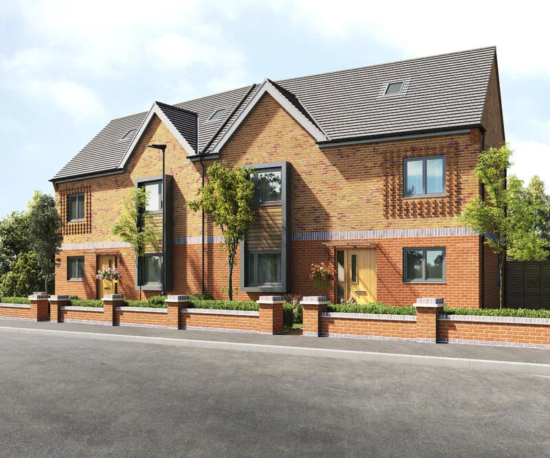 Exterior view of new family homes at Rosambeve Court, Church Lane