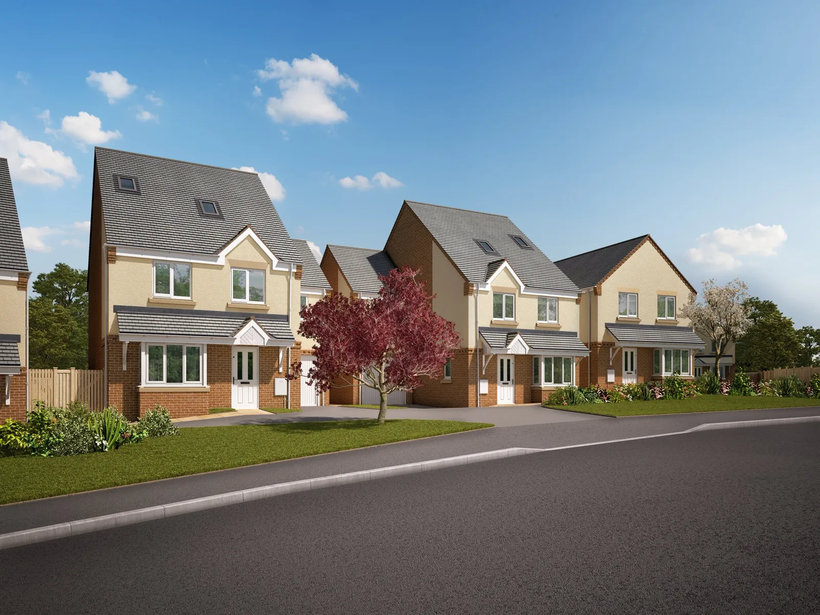 Exterior view of plots 5 and 6 at Primrose Court, Groveley Lane