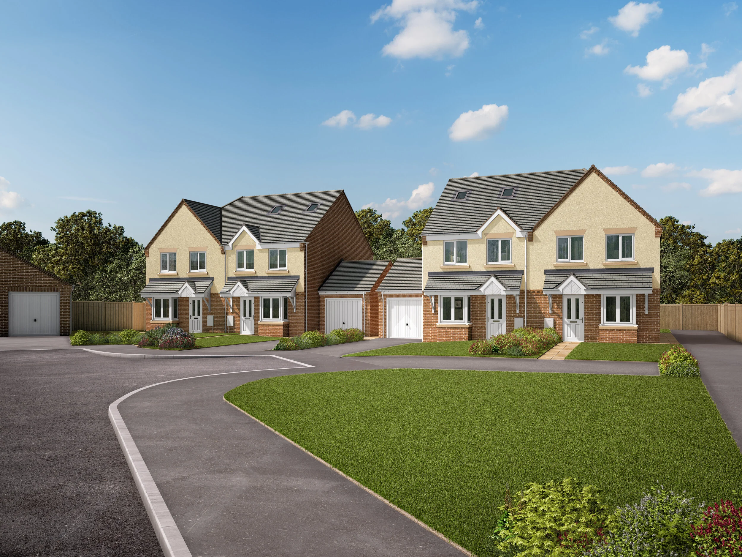 Street view of houses at Primrose Court, Groveley Lane